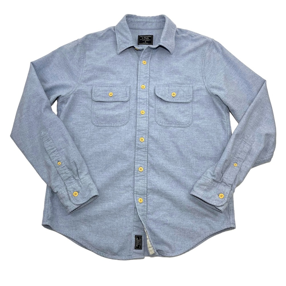 Abercrombie & Fitch Long Sleeve Flannel Shirt in Light Blue Medium